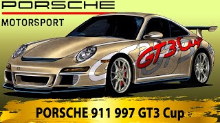 Ексклюзивний трековий спорткар Porsche 911 997 GT3 Cup 2008. Drawing race car Porsche 911 GT3 Cup