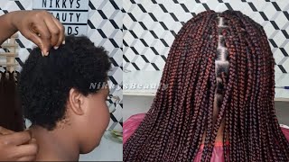 How To: Side Cornrow BoxBraids Hairstyle Using Braiding Hair Extensions On Natural Hair