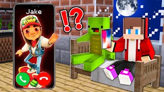 Why Creepy JAKE from Subway Surfers CALLING to JJ and MIKEY at Night ?in Minecraft Maizen