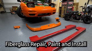 Fiberglass Repair, Painting and Installing Sideskirts and Front Lip for this Weekends Drift Event