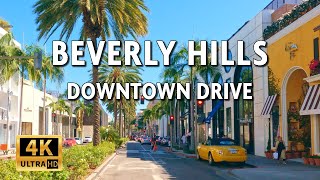 Beverly Hills, California - Driving Downtown - The Golden Triangle | 4k Video with Live Street Sound