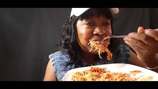 ASMR eating chicken parmesan