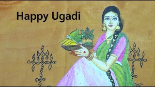 Fabric Painting #110 l Beautiful Blouse Painting Idea for Telugu New Year 'Ugadi' l Happy Ugadi! :)