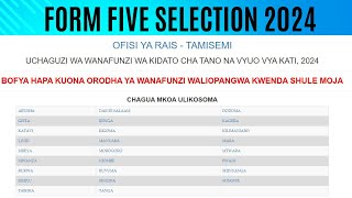 FORM FIVE SELECTION / HAYA HAPA MAJINA YA FORM FIVE/ BOFYA UJIONEE