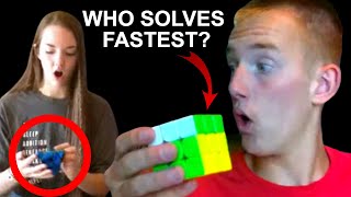 Who Can Solve Their Cube First? | Pyraminx vs. One-Handed