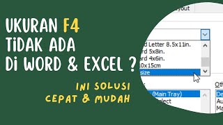 Tidak Ada Ukuran Kertas f4 di Ms Word Excel, Begini Solusi Cepatnya