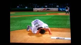 MVP Baseball 2005: Pitcher hit by comebacker rare animation - Recorded September 2016 *BAD QUALITY*