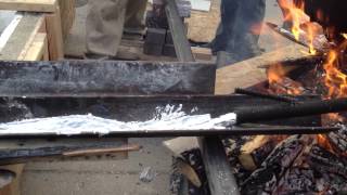 Sailboat keel pour close up