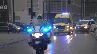 Politie begeleid ambulance 15-113 met spoed naar het Erasmus Medisch Centrum + Ambulance 15-112