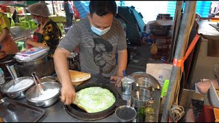 How to make Thai style pancake with coconut/ขนมถังแตก:PATTAYA STREET FOOD