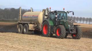 Landbouwhaspengouw- Drijfmest rijden met Fendt 722 Vario en Deutz Fahr Agrotron 165.7