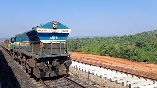 11085 Mumbai LTT Madagaon AC Double Decker Express at Adavali Station (Konkan Railway)