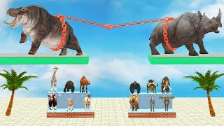 Hippopotame Vs Rhinoceros TUG of WAR  - Animal Revolt Battle Simulator - Who Is The Strongest?