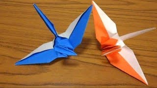 Simple Origami: Lesson  -- 9 Two-Tone Colored Crane (Top and Tail)