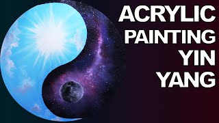 Easy Acrylic Painting Yin Yang Day and Night | Step by Step