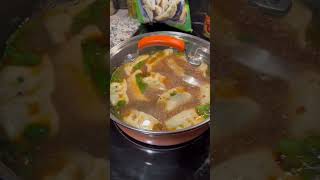 Quick and easy dumpling soup using Trader Joe’s gyoza, miso broth, chili oil, and scallions!