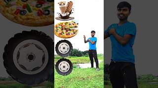 Rotating tyre to icecream, pizza, chocolate & burger - Funny vfx magical game 😀 #comedy