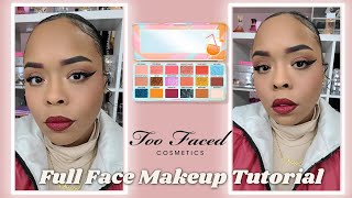 Full Face Makeup Tutorial | Too Face Italian Spritz Eyeshadow Palette Soft Glam + Bold Lip