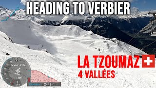 [4K] Skiing La Tzoumaz to Verbier - Seeking Off-Piste Terrain, 4Vallées Switzerland, GoPro HERO11