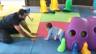 Irfan Pathan Playing with His Cute Son in play school