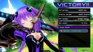 abusing neptunia rebirth 1 dlc to one shot phase 1 of the final boss.