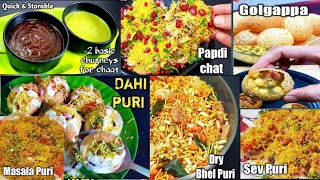 7 ವಿಧವಾದ ಚಾಟ್ಸ್ ರೆಸಿಪಿ ನಿಮಗಾಗಿ | panipuri |masalapuri | sev puri | dahi puri | green chutney