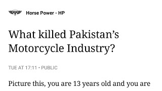 What killed Pakistan's Motorcycle Industry