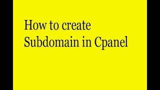 how to create subdomain in cpanel