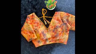 Shibori print satin silk vneck readymade blouse