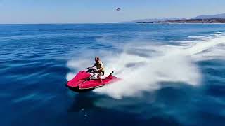 Water sports drone footage jet ski Analipsi Crete