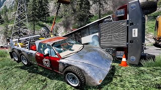 Cars VS  DANGEROUS CLİFF #14 Steep Slopes Mountain Road - Don't Stop - BeamNG Drive