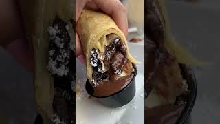 A decadent pairing of cheesecake, Nutella and Oreo wrapped inside a crepe #mineola #longisland