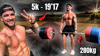 5km en 19min17 et un deadlift à 280kg...le tout en moins de 60min ! 🔥