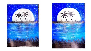 Easy moonlight painting 🎨|Acrylic painting for beginners|Easy painting|Art||