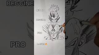 Drawing Vegeta in different levels 🔥#shorts #art #anime #viral