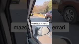 ferrari crashes with a mazda 323