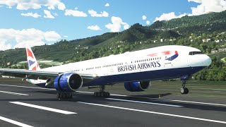 low-flying landing of a British Airways plane at Faro International Airport - MFS2020