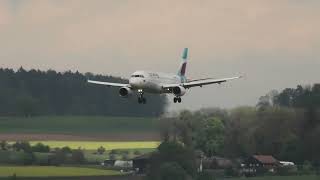 Eurowings A320 D-ABZL landing at Zurich Airport