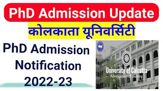 Kolkata University PhD Admission Notification|| phd admission notification|| #phd #phdadmission