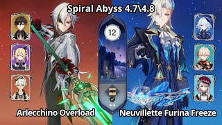 C0 Arlecchino Overload & C0 Neuvillette Furina - Spiral Abyss 4.7\4.8 Floor 12 Genshin Impact