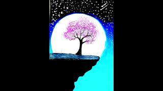 moon light and a tree 🌳#artwork#viral#viralart#virals#scenery #art #trending