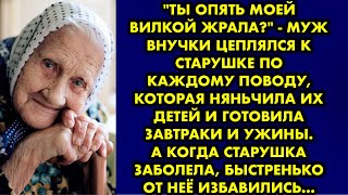 "Ты опять моей вилкой жрала?" - муж внучки цеплялся к старушке по каждому поводу, которая няньчила