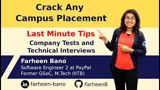 CRACK any campus placement || Company Tests || Interviews || Last Minute Tips || Farheen Bano