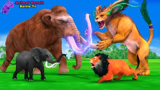 Giant Mammoth Vs Zombie Lion fight Elephant | 3 Lions Attack Cow Cartoon Saved by Woolly Mammoth