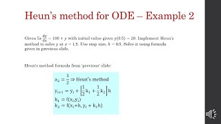 6.1.1 Heun's method in solving ODE - Example 2