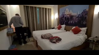 Reviewing our hotel room at Hotel Carlton Tunis in Habib Bourguiba Avenue, Tunis, Tunisia.