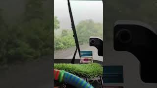 bharatbenz lovers going in ghart road with beautiful in rain