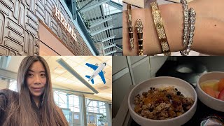 AIR FRANCE BUSINESS CLASS EXPERIENCE | YVR AIRPORT LUXURY SHOPPING VLOG | BVLGARI, HERMES, BURBERRY