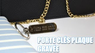 Porte clés avec plaque en métal gravée