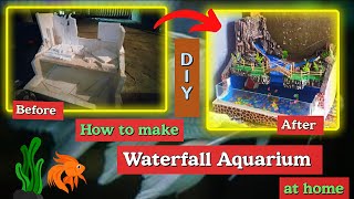 How to make aquarium at home||Waterfall aquarium homemade|| With Milky Fish 🐠